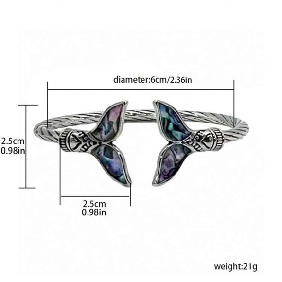 🆕 1 Pc Fashionable Mermaid Tail Retro Opening Adjustable Hip Hop Bracelet - Picture 6 of 8